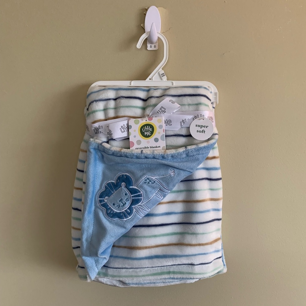 Little Me Blue Striped Baby Blanket